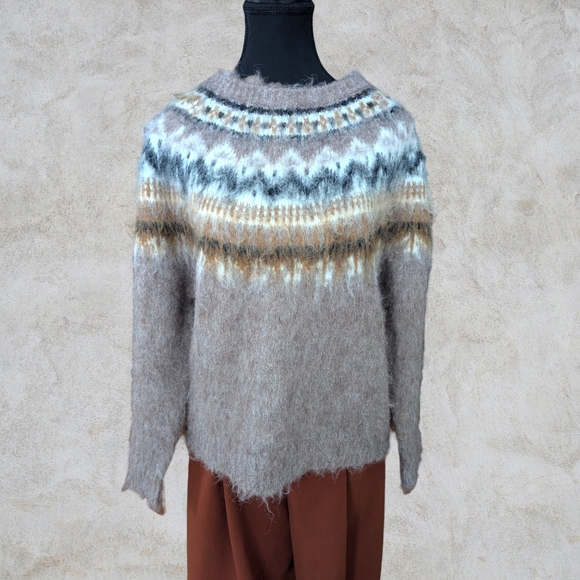 Magaschoni Sweaters - MAGASCHONI Scandi Girl Fair Isle Cabincore Soft Wool Blend Sweater Oversize S
